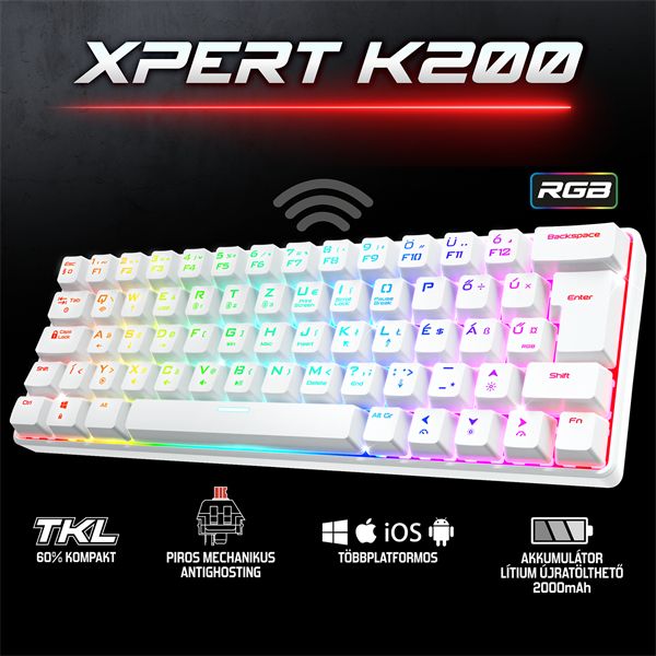 Spirit Of Gamer XPERT K200 Wireless Mechanical Keyboard White HU