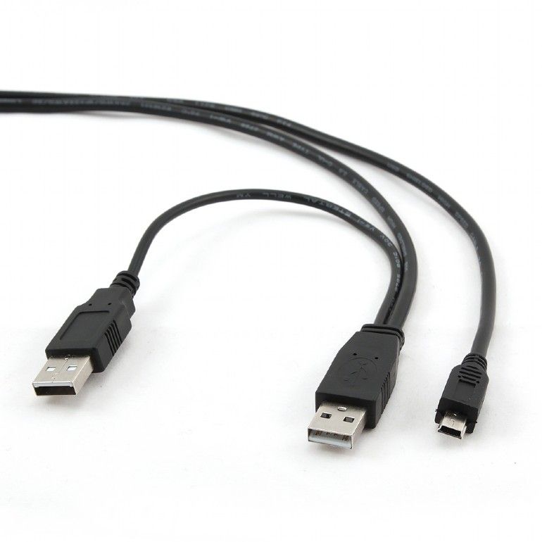 Gembird CCP-USB22-AM5P-3 Dual USB A to Mini-USB cable 0,9m Black