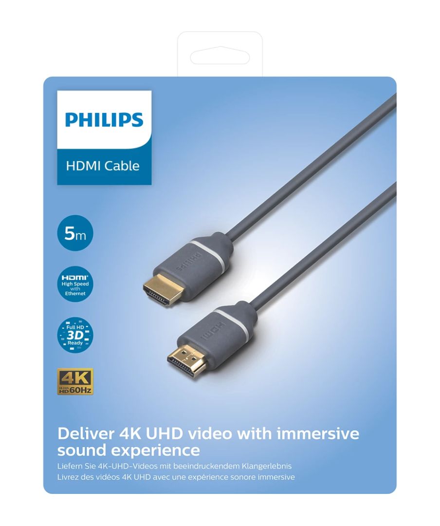 Philips HDMI 2.0 Cable male to male cable 5m Grey