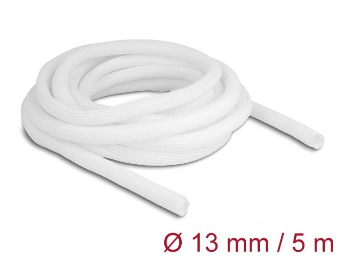 DeLock Braided Sleeve self-closing 5mx13mm White