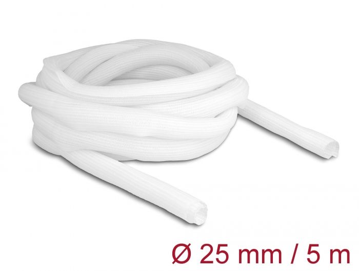 DeLock Braided Sleeve self-closing 5mx25mm White