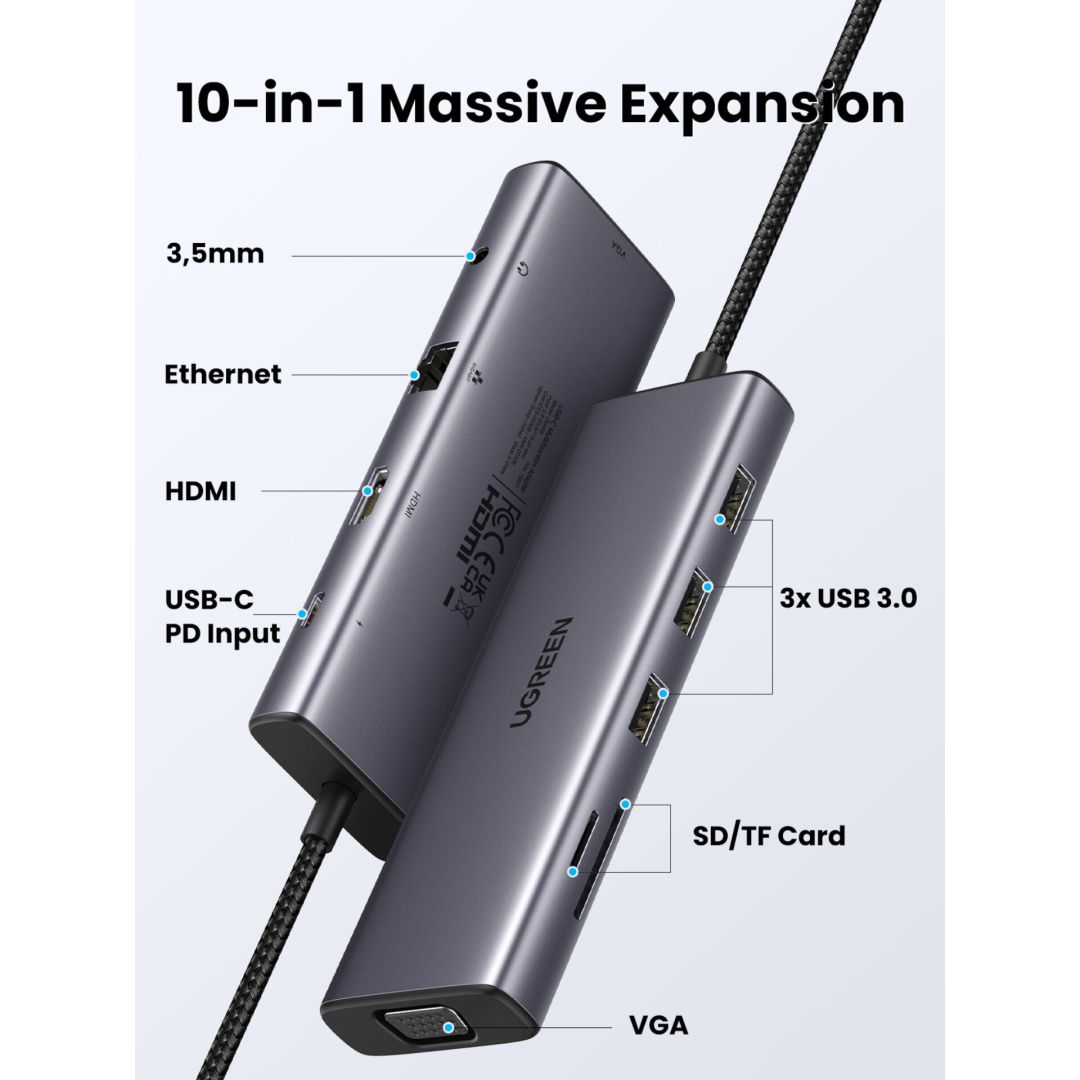 UGREEN Revodok 10-in-1 USB-C Hub Grey