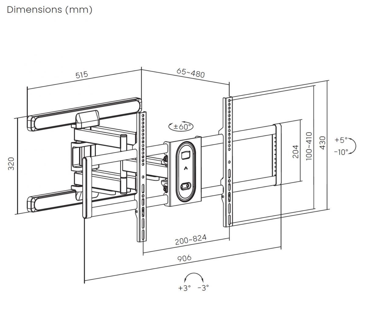 EQuip 43"-100" Full Motion TV Mount Bracket