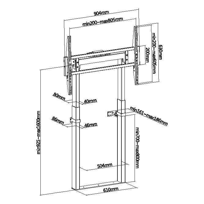 EQuip 55"-100" Fixed Motorized Wall Mount Stand