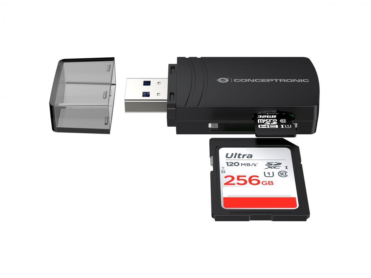 Conceptronic  BIAN06B SD TF/MicroSD 4.0 Card Reader Black