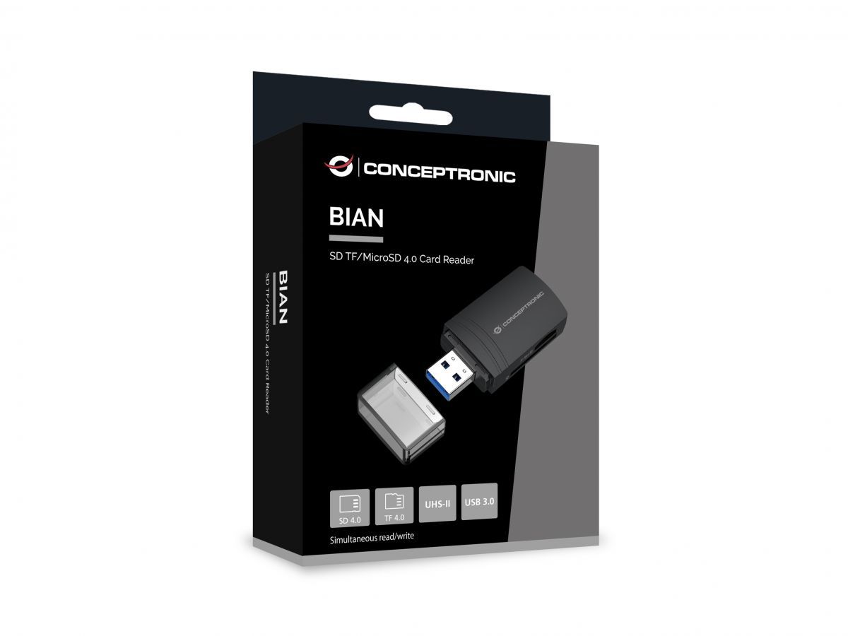 Conceptronic  BIAN06B SD TF/MicroSD 4.0 Card Reader Black