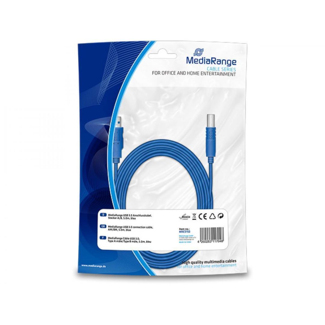 MediaRange MRCS150 USB3.0 connection cable 5m Blue