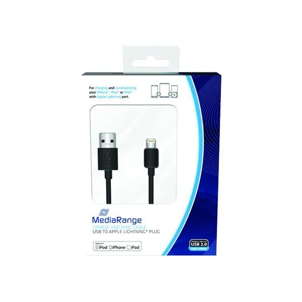 MediaRange MRCS137 USB 2.0 to Apple Lightning plug 1m Cable Black