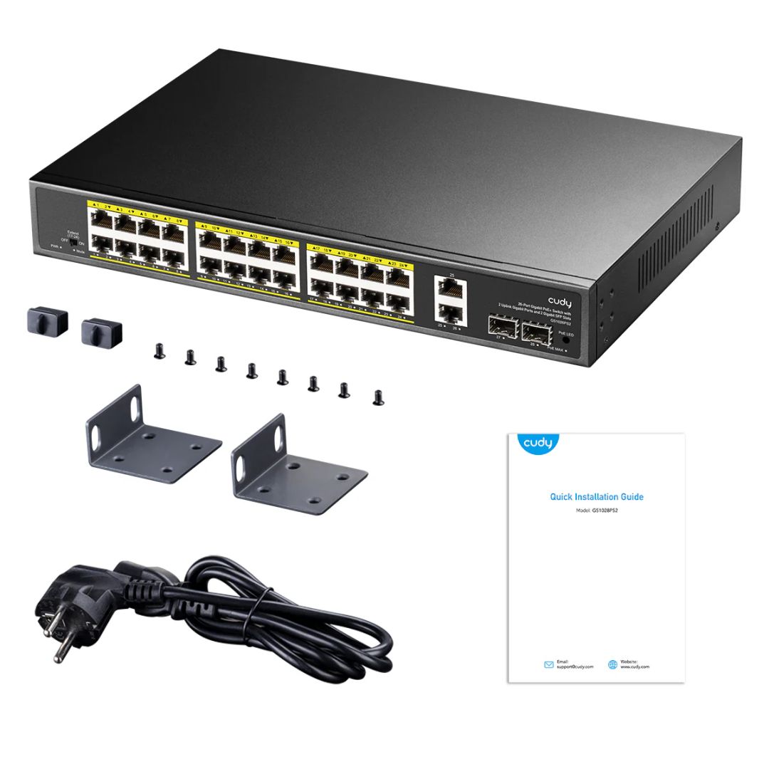 Cudy GS1026PS2 24-GbE PoE Switch with 2 Uplink GbE and 2 Uplink SFP