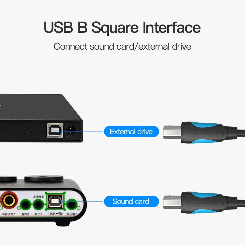 Vention USB-A 2.0 -> USB-B 2.0 Cable 8m Black