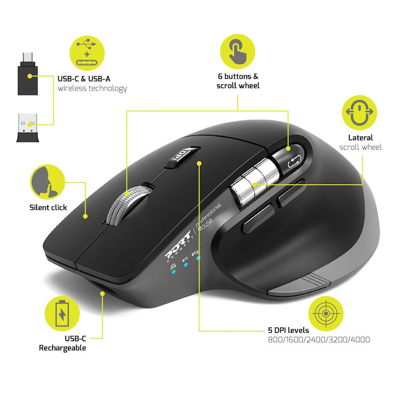 Port Designs Ultimate Wireless Bluetooth Mouse Black