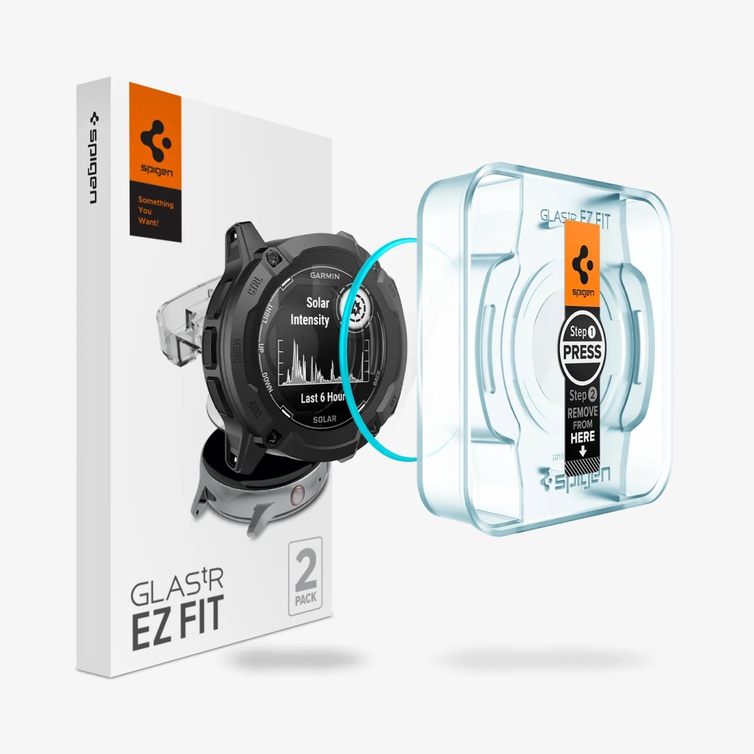 Spigen Glass tR EZ Fit Garmin Instinct 2X Solar 2 pack