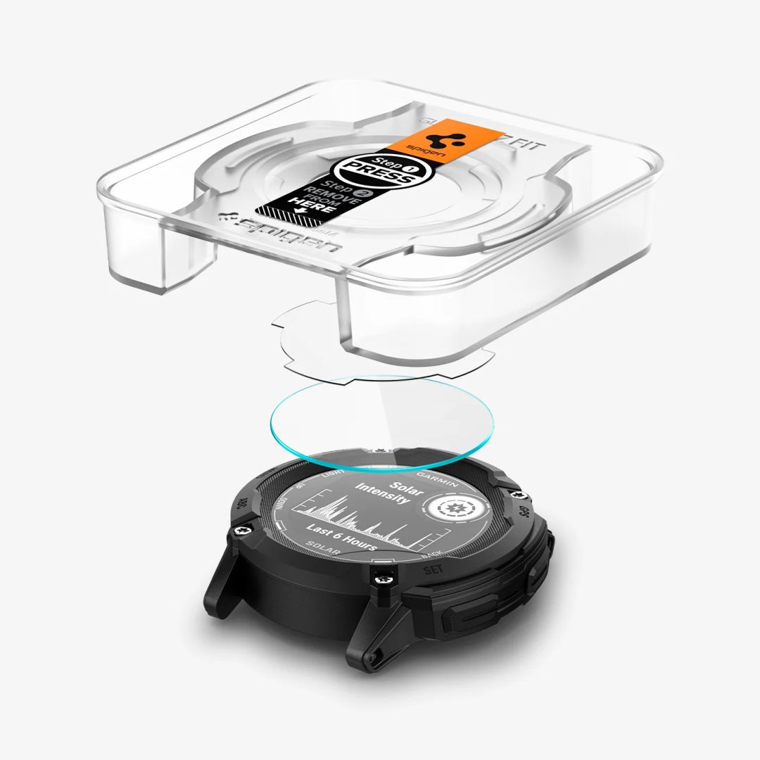 Spigen Glass tR EZ Fit Garmin Instinct 2X Solar 2 pack