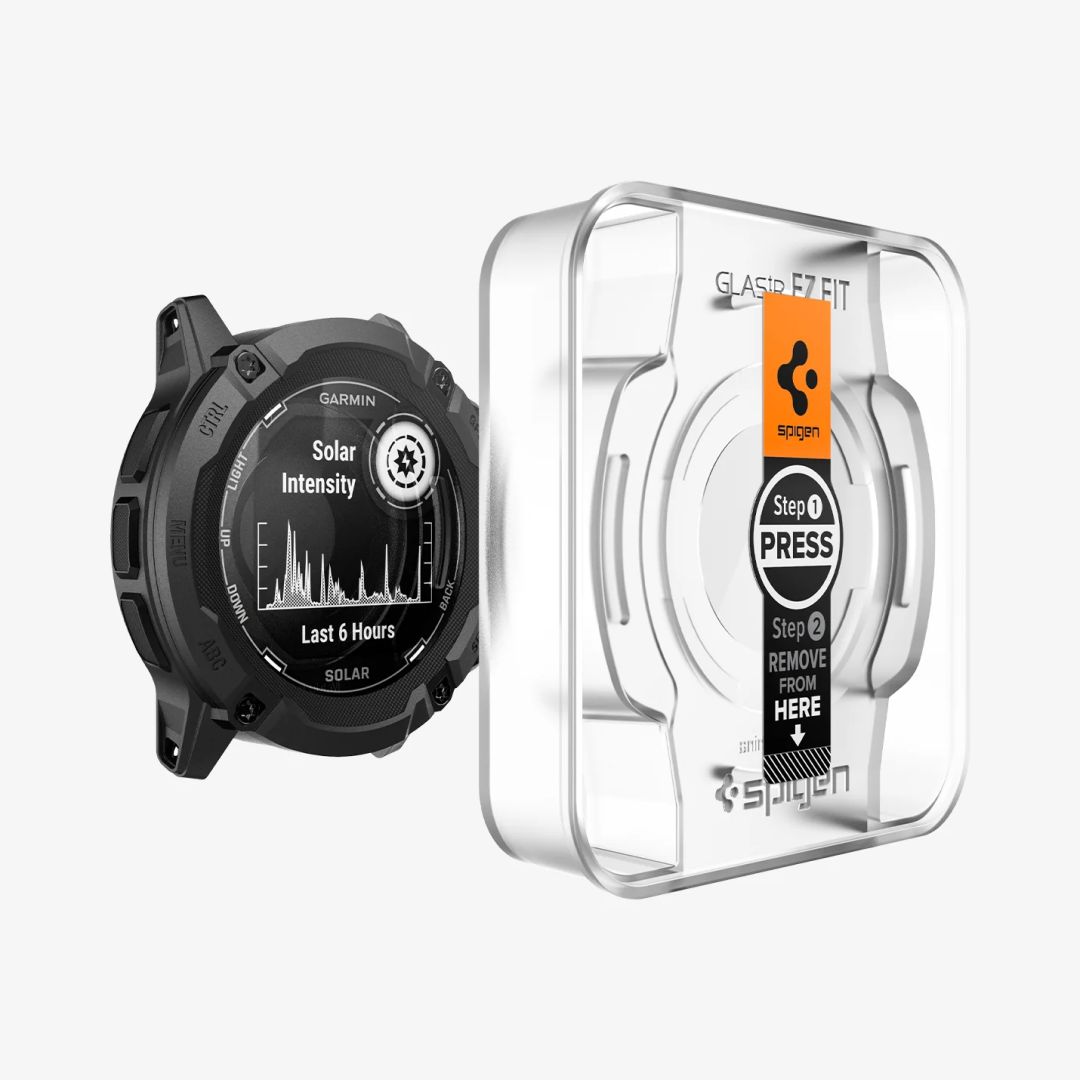 Spigen Glass tR EZ Fit Garmin Instinct 2X Solar 2 pack