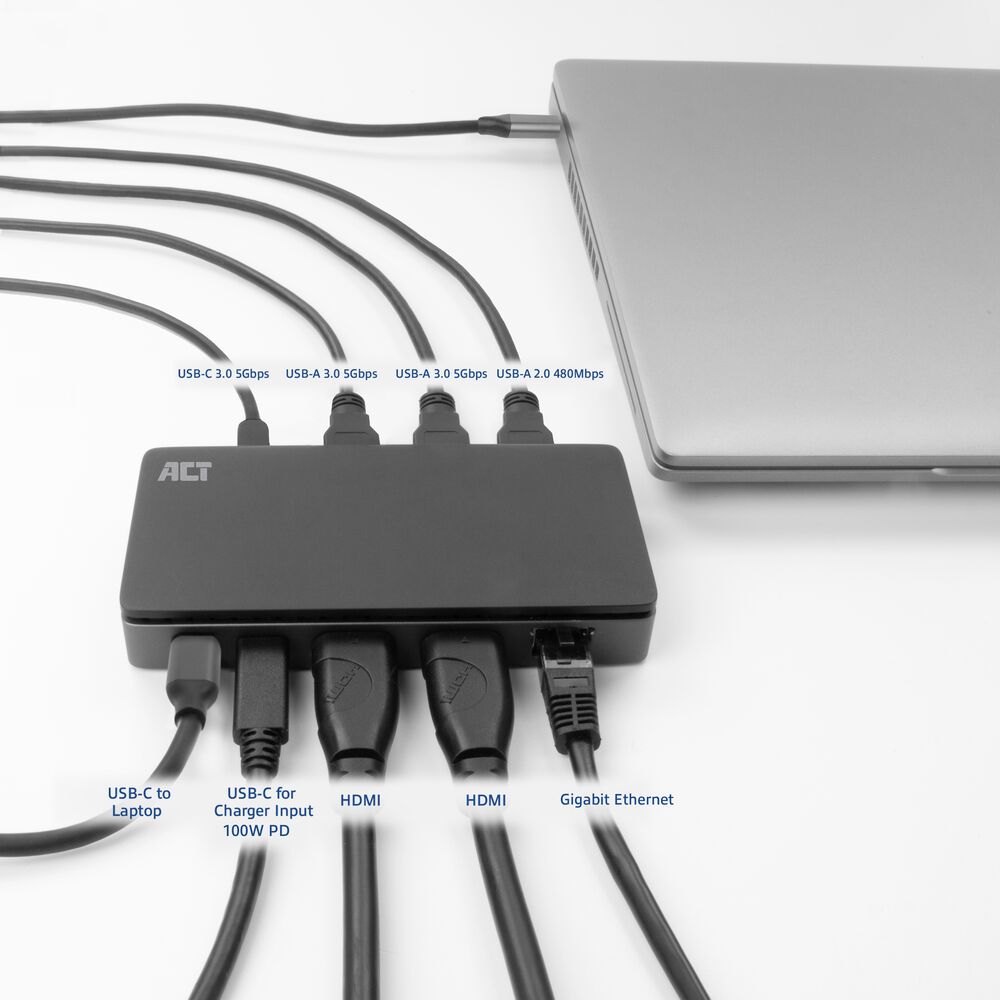 ACT AC7093 USB-C 4K MST Docking Station Silver