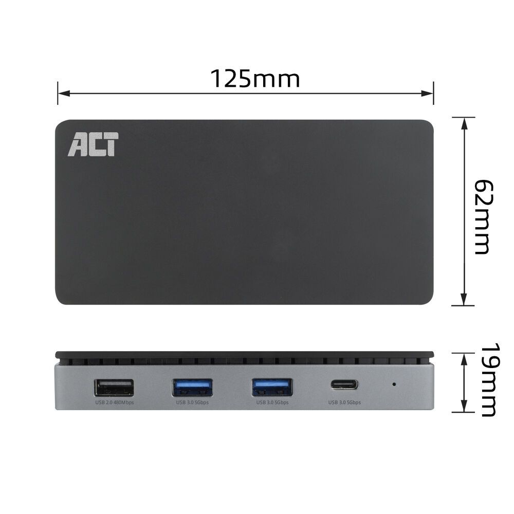 ACT AC7093 USB-C 4K MST Docking Station Silver