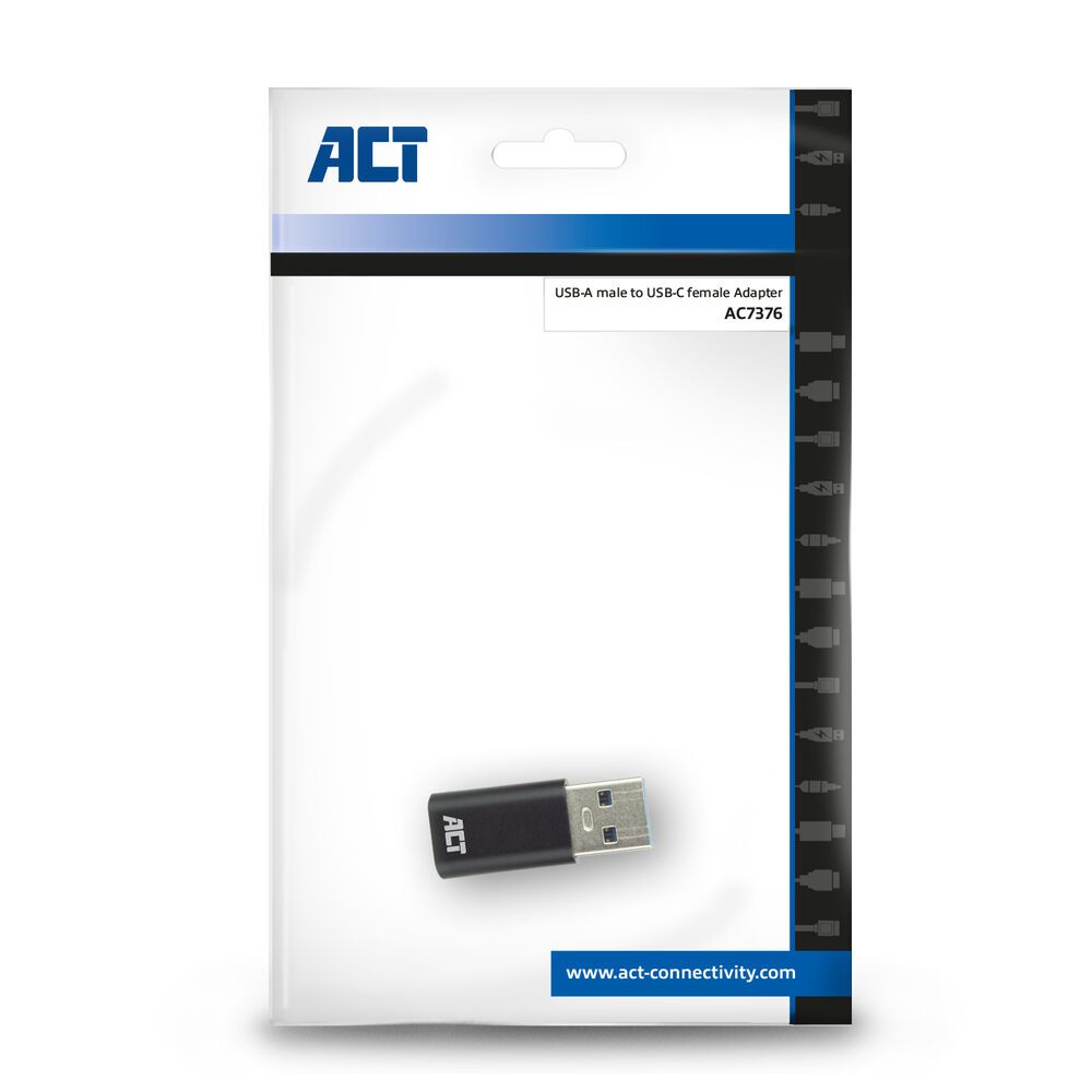 ACT USB-A to USB-C Adapter Black