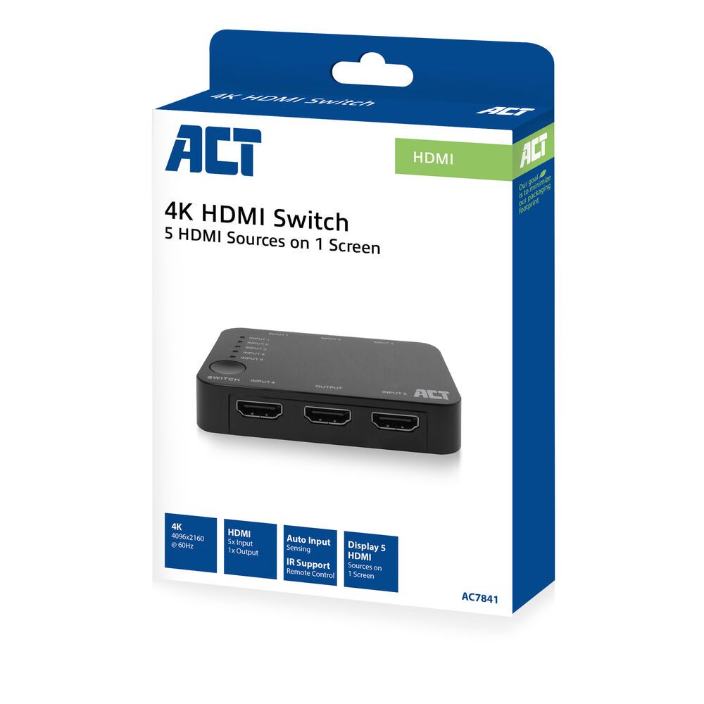 ACT AC7841 4K HDMI Switch 5 in 1 out