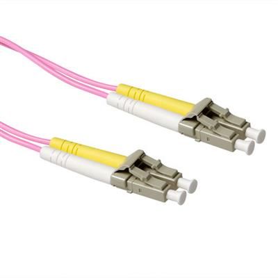 ACT LSZH Multimode 50/125 OM4 fiber patch cable duplex with LC connectors 2,5m Pink