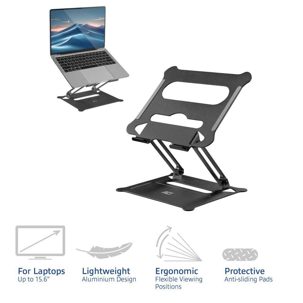 ACT AC8140 Foldable Laptop Stand Aluminium with stepless height adjustment