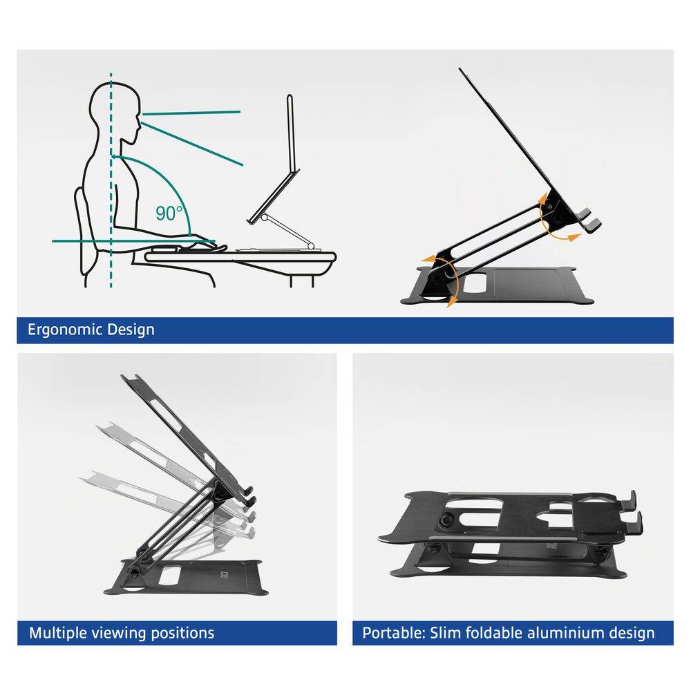 ACT AC8140 Foldable Laptop Stand Aluminium with stepless height adjustment