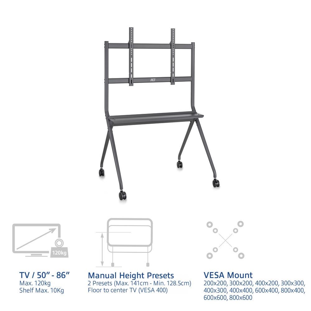 ACT AC8372 Mobile TV/monitor floor stand, 50” to 86” VESA