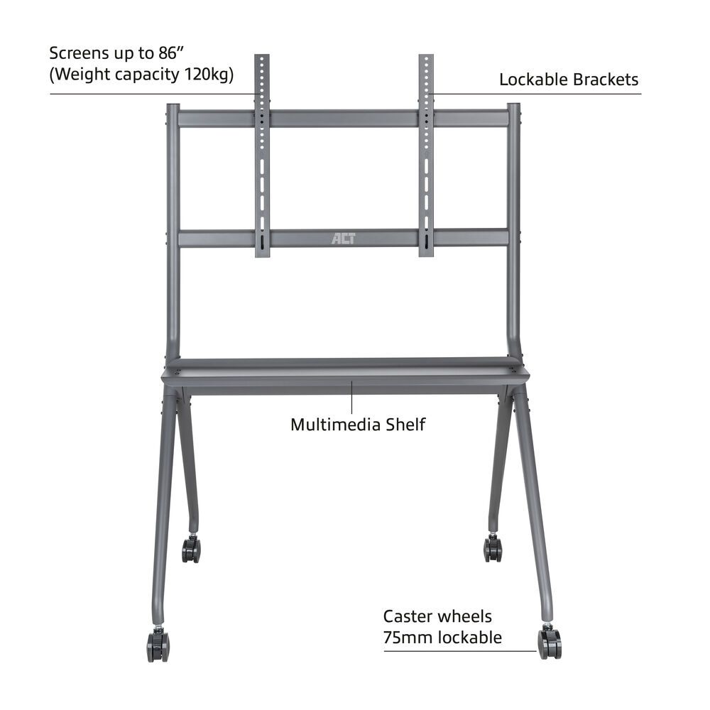 ACT AC8372 Mobile TV/monitor floor stand, 50” to 86” VESA