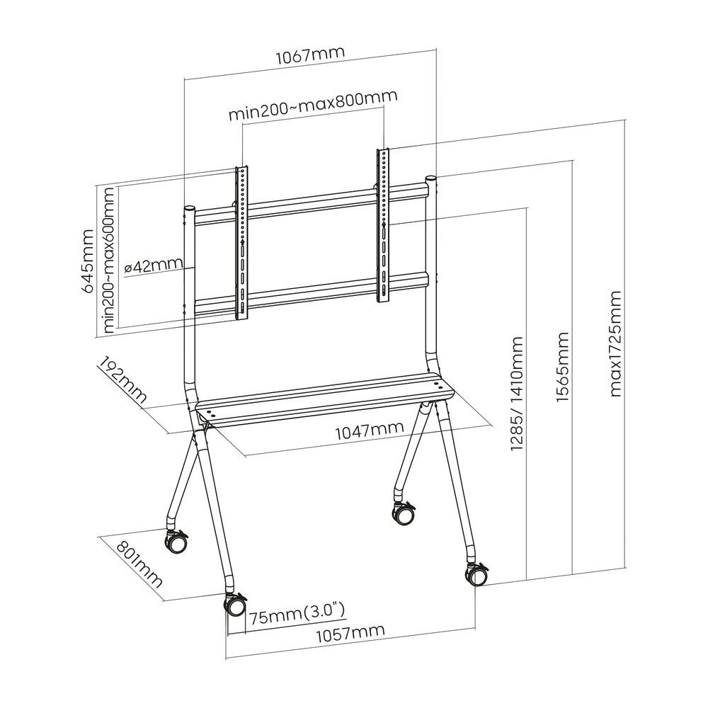 ACT AC8372 Mobile TV/monitor floor stand, 50” to 86” VESA