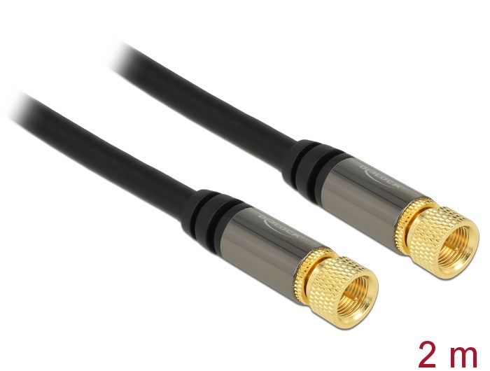 DeLock Antenna cable F Plug > F Plug RG-6/U 2m Black