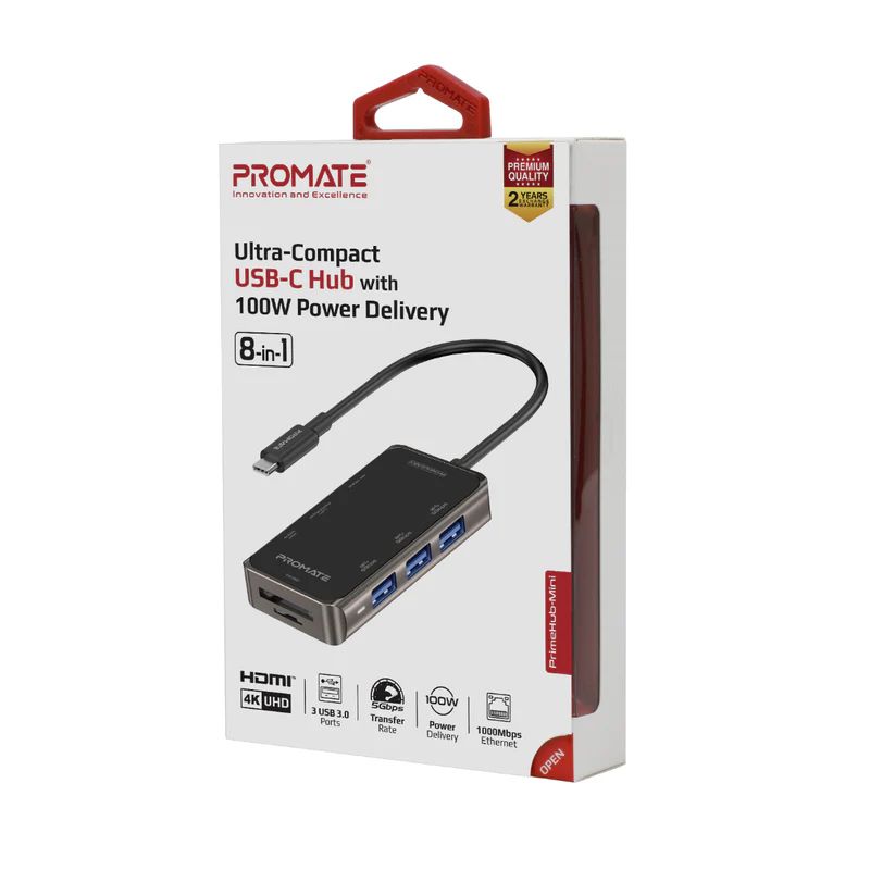 Promate  PrimeHub-Mini Docking Station Grey/Black