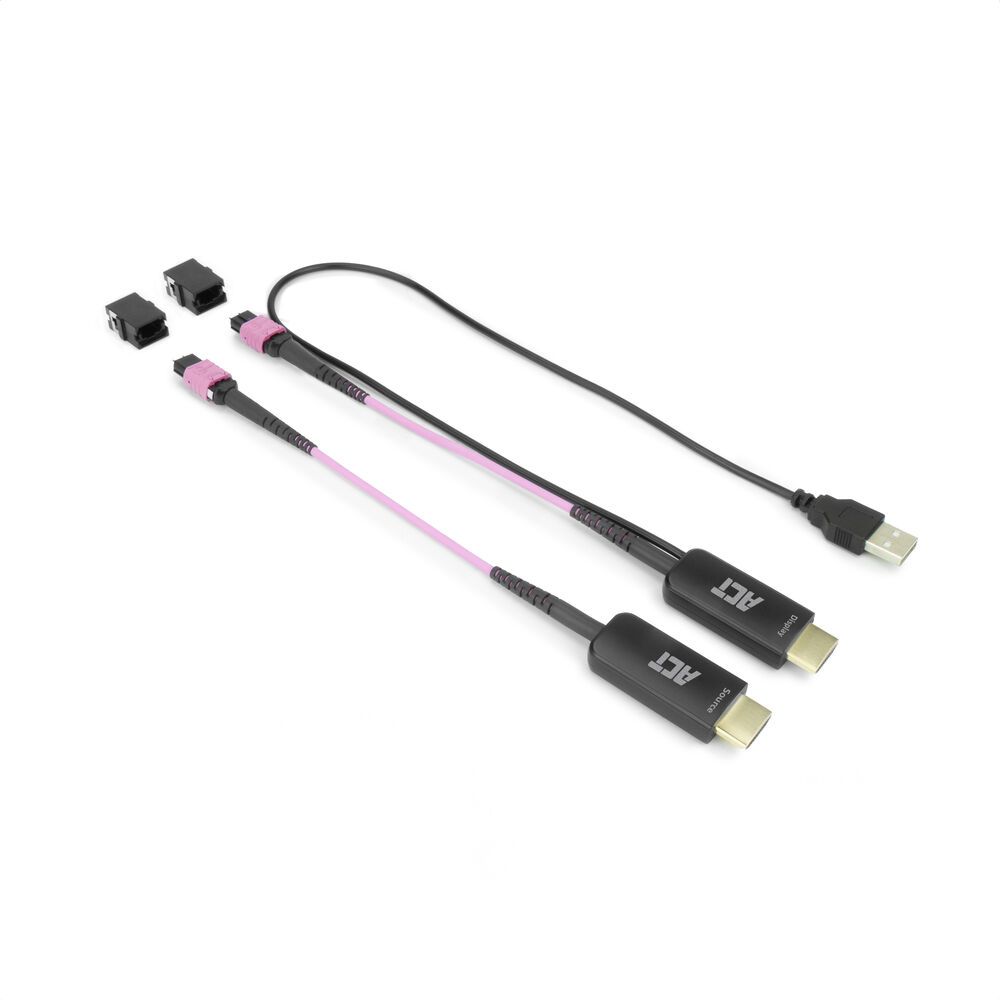 ACT HDMI to MTP/MPO adapter set to extend an HDMI connection up to 8K@60Hz Violet