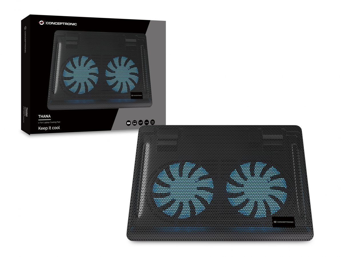 Conceptronic  CNBCOOLPAD2F 2-Fan Laptop Cooling Pad Black