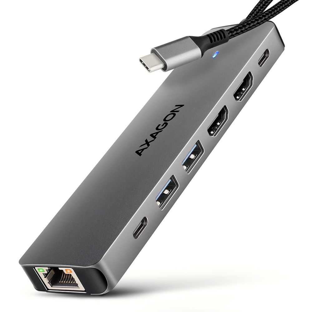 AXAGON HMC-7HX2 USB-C 5Gbps Dual 4K Display 7in1 Hub Aluminium