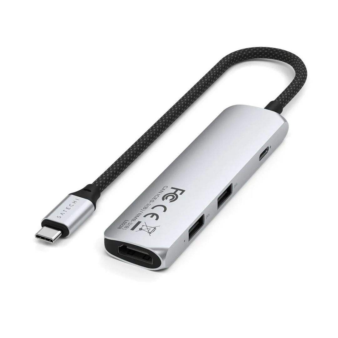 Satechi 4-in-1 USB-C Slim Multiport Adapter 4K Silver