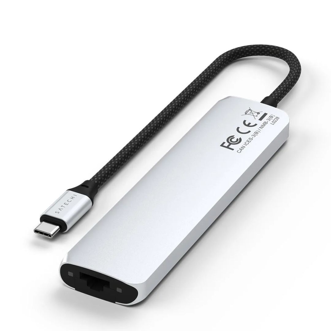 Satechi 7-in-1 USB-C Slim Multiport Adapter with Ethernet Silver