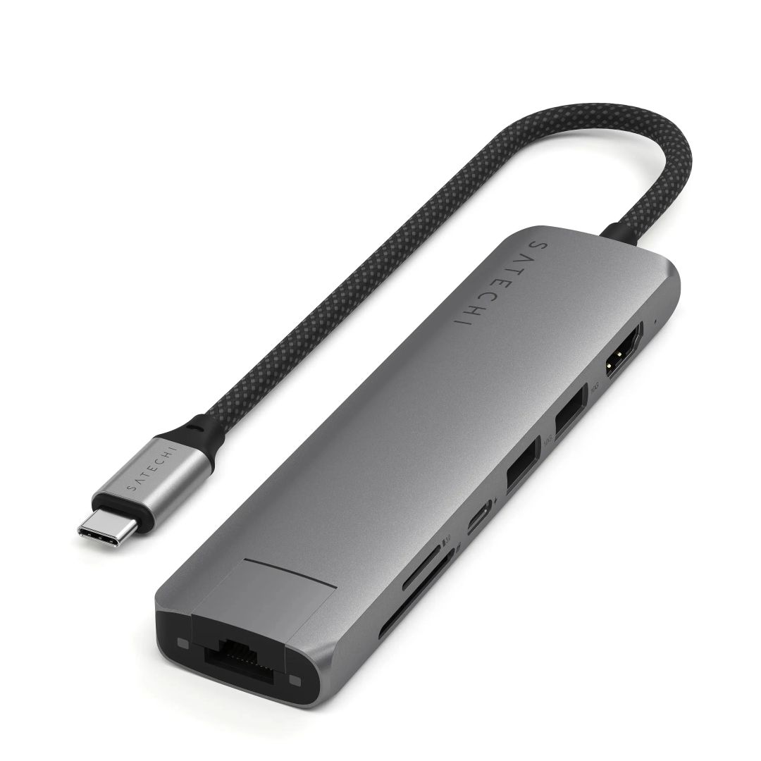 Satechi 7-in-1 USB-C Slim Multiport Adapter with Ethernet Space Gray