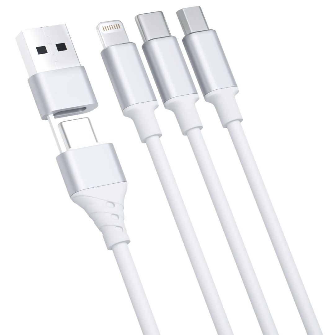 3mk Hyper 3in1 A/C - C/Micro/Lightning cable 1,5m White