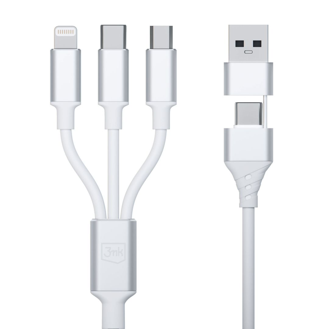 3mk Hyper 3in1 A/C - C/Micro/Lightning cable 1,5m White