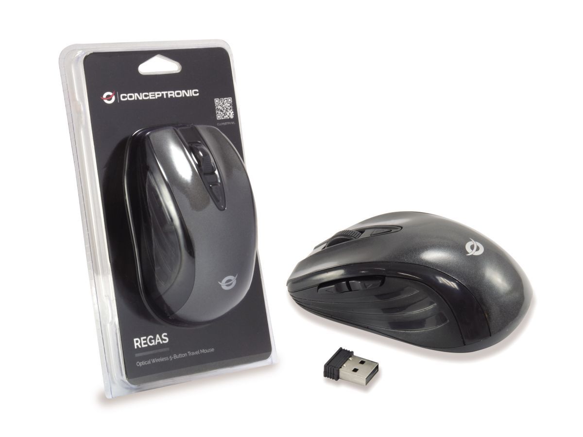 Conceptronic  CLLM5BTRVWL 6-Button Wireless Travel Mouse Black