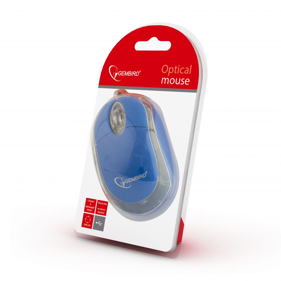 Gembird MUS-U-01-BT optical mouse Blue/Transparent