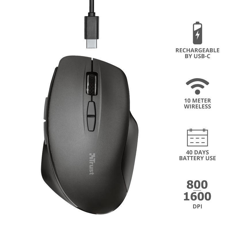 Trust Themo Rechargeable Wireless mouse Black