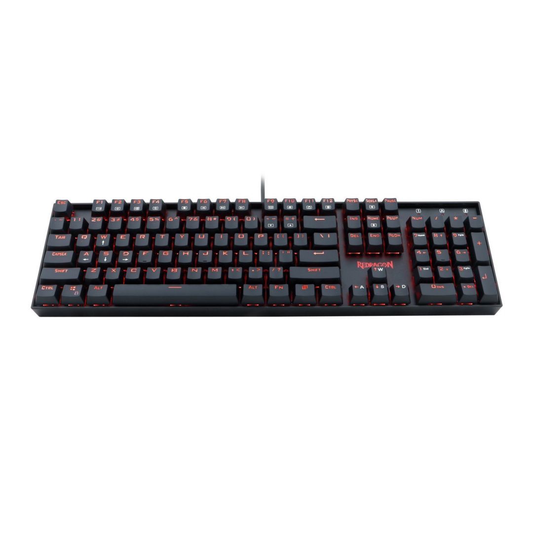 Redragon Mitra Red Backlit Mechanical Keyboard Brown Switches Black HU