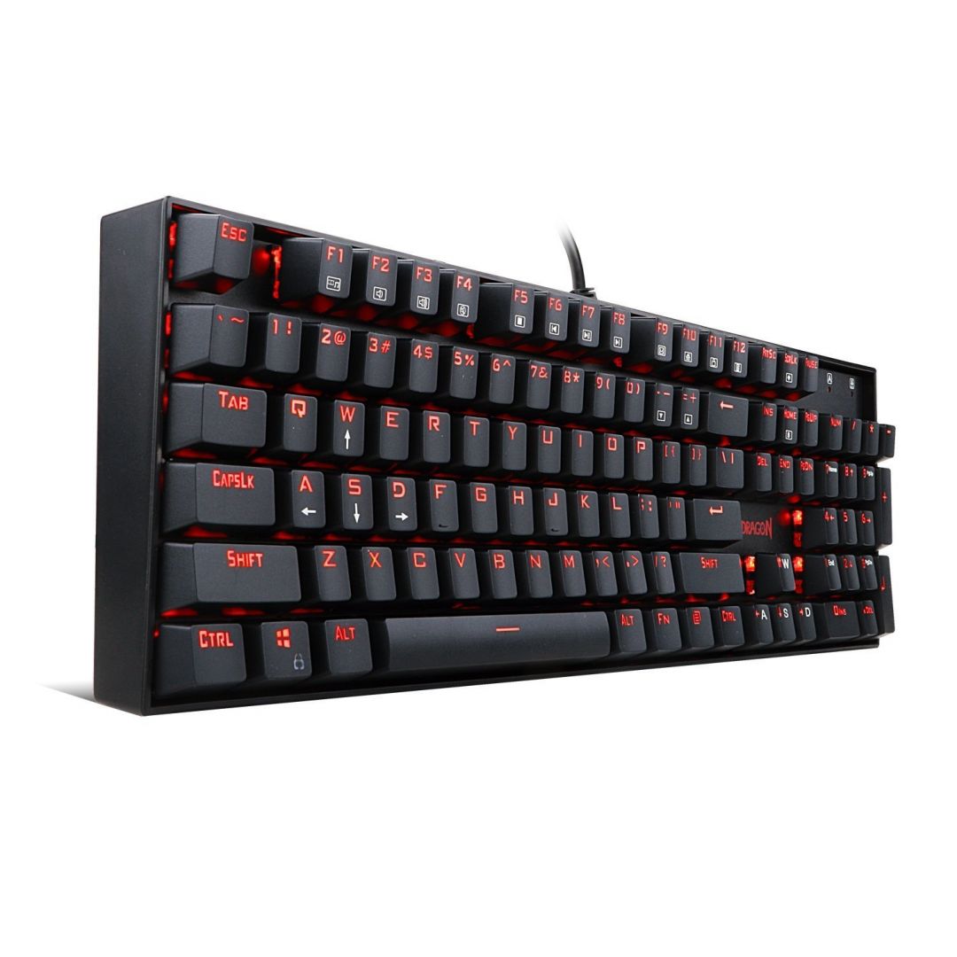 Redragon Mitra Red Backlit Mechanical Keyboard Brown Switches Black HU