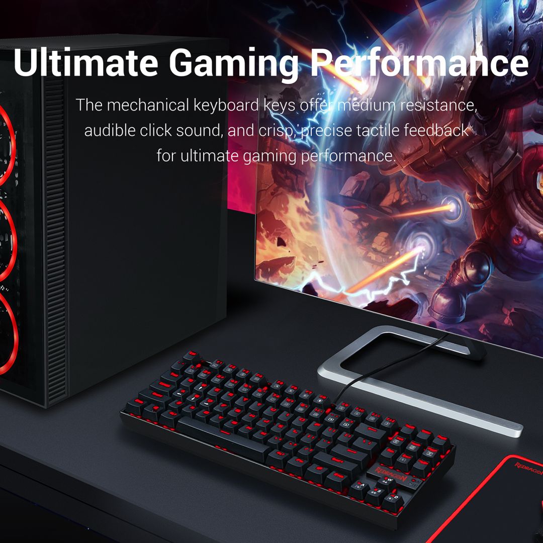 Redragon Kumara 2 Red LED Backlit Brown Mechanical Gaming Keyboard Black HU