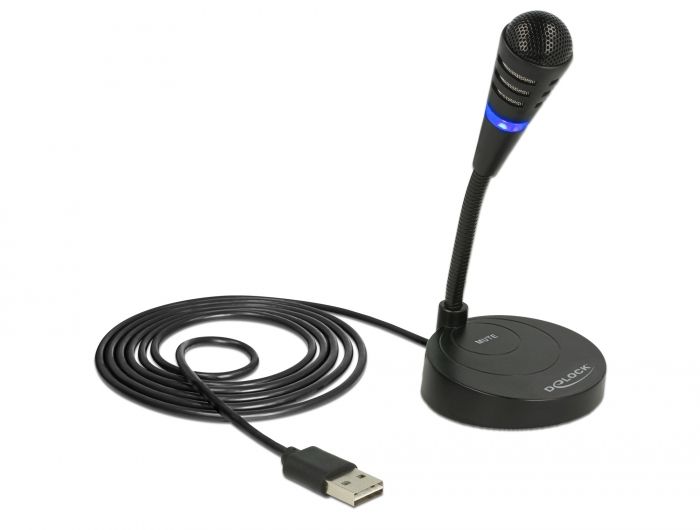 DeLock USB Microphone with base and Touch-Mute Button